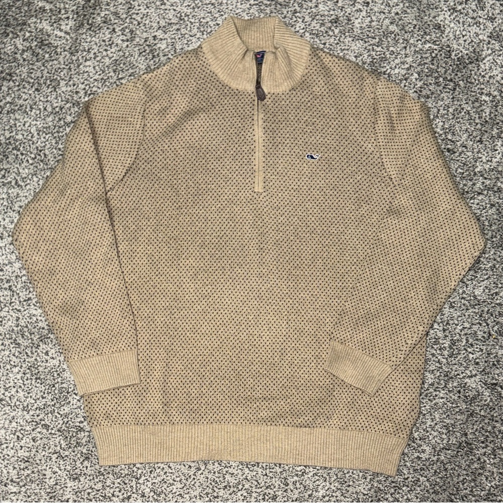Vineyard Vines Men's Tan Zip-Up Sweater